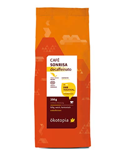 Ökotopia Café Sonrisa entcoffeiniert kontrolliert biologischem Anbau, 2er Pack (2 x 250 g) von Ökotopia