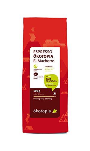 Ökotopia Espresso El Machorro Bohne kontrolliert biologischem Anbau, 1er Pack (1 x 500 g) von Ökotopia