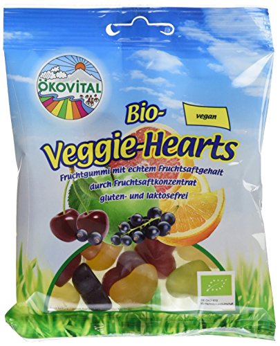 Ökovital Bio-Fruchtgummi Veggie-Hearts, vegan, glutenfrei, laktosefrei, 12er Pack (12 x 100 g) von Ökovital