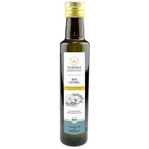 Bio Goldleinöl 100% aus Deutschland | frisch kaltgepresst aus heller, heimischer Bio Leinsaat | besonders milder Geschmack | 500ml | hergestellt mit 100% Öko-Strom Bio Goldleinöl 100% aus Deutschland | frisch kaltgepresst aus heller, heimischer Bio Leinsaat | besonders milder Geschmack | 500ml | hergestellt mit 100% Öko-Strom von Ölmühle Godenstedt