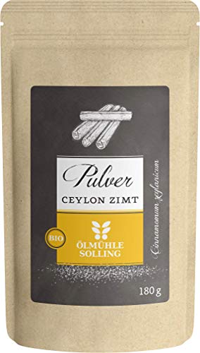 Ceylon Zimt 180g - fein vermahlen und in Deutschland abgefüllt | Bio Rohkostqualität - 100% natürlich | Ölmühle Solling von Ölmühle Solling