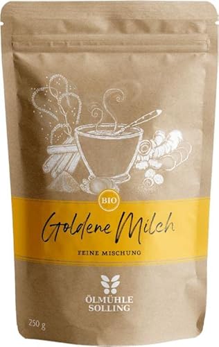 Goldene Milch Pulver BIO 250 g I Gewürzmischung zu 100% natürlich und ohne Zuckerzusatz I feine Mischung der Ölmühle Solling von Ölmühle Solling