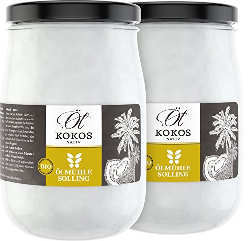 ÖLMÜHLE SOLLING - BIO Kokosöl | 100% natives Bio-Kokosnussöl | Ideal geeignet zum Braten, Backen und Frittieren, als Haut-& Haarpflege sowie für Hunde und Katzen | Inhalt: 2 L von Ölmühle Solling