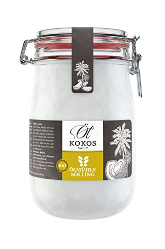 ÖLMÜHLE SOLLING - BIO Kokosöl ; 100% natives Bio-Kokosnussöl ; Ideal geeignet zum Braten, Backen und Frittieren, als Haut-& Haarpflege sowie für Hunde und Katzen ; Inhalt: 1 L im Bügel-Glas ÖLMÜHLE SOLLING - BIO Kokosöl ; 100% natives Bio-Kokosnussöl ; Ideal geeignet zum Braten, Backen und Frittieren, als Haut-& Haarpflege sowie für Hunde und Katzen ; Inhalt: 1 L im Bügel-Glas von Ölmühle Solling
