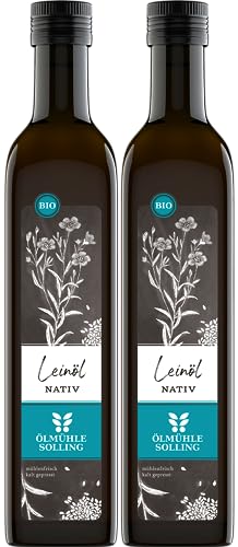 Ölmühle Solling Leinöl BIO 1000ml (2x 500ml) I Naturland I kaltgepresst und nativ I mühlenfrisch I enthält Omega-3-Fettsäuren von Ölmühle Solling