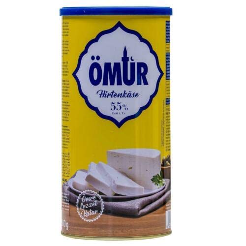 Ömür Hirtenkäse - 1x 800g Metalldose - Käse in Salzlake Kuhkäse Weichkäse klassischer Käse Ciftlik Peyniri Cow Cheese 55% Fett i. Tr. 100% Kuhmilch mikrobielles Lab vegetarisch glutenfrei Halal von Ömür