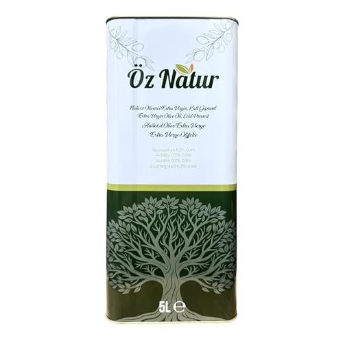 Öz Natur | Natives Olivenöl Extra – Kaltgepresst, 100% Reines Olivenöl, Erste Pressung, Niedriger Säuregehalt, Ideal für Salate & Kochen – 5L Öz Natur | Natives Olivenöl Extra – Kaltgepresst, 100% Reines Olivenöl, Erste Pressung, Niedriger Säuregehalt, Ideal für Salate & Kochen – 5L von Öz Natur