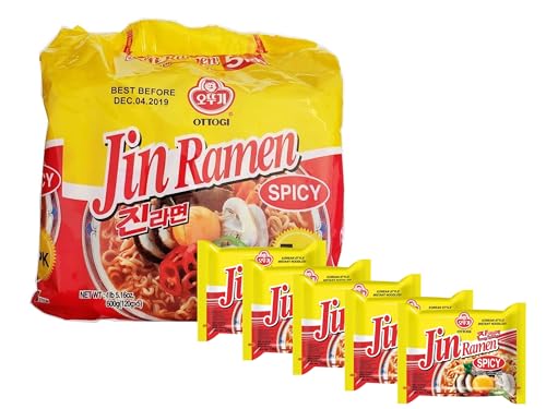 Ottogi Jin Ramen Spicy 5er Pack - Instant Nudeln Scharf Authentisch Koreanisch - 5x 120g - OG ASIA - 600g von OG ASIA