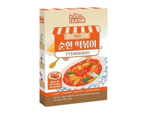 PROBUNSIK Tteokbokki mit Mild-Würziger Kimchi Sauce – Koreanische Reiskuchen – OG ASIA - 343g von OG ASIA