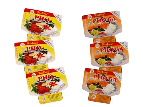 Pho Bo Ga Suppengewürz - Sechserpack - Bouillonwürfel - 3x Rind + 3x Huhn - Vietnamesische Würzmischung für Reisnudel Suppe - OG ASIA - 6er Pack - 450g von OG ASIA