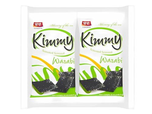 Yangban Kimmy Gewürzter Seetang Wasabi 8er Pack - Koreanischer Seetang Snack mit Wasabi Geschmack - 8 x 2,7g - OG ASIA - 21,6g von OG ASIA