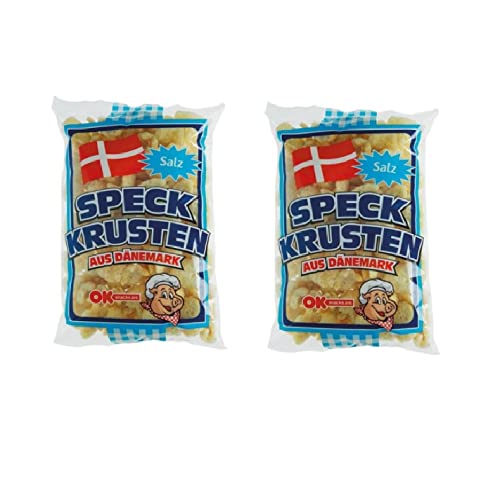 OK Snacks Doppelpack: 2 x Speckkrusten 150g aus Dänemark gebratene Speck Krusten Knabberei von OK Snacks