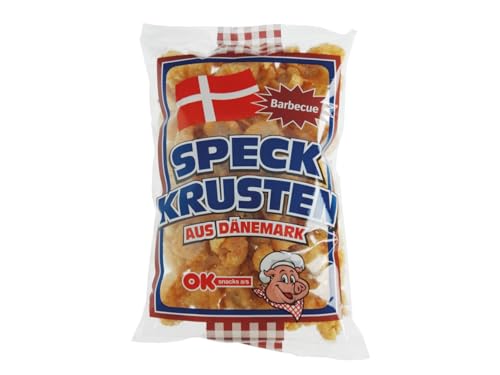 Speckkrusten aus Dänemark Barbecue BBQ Geschmack 150g Chicharrón Schweineschwarte gebacken von OK Snacks