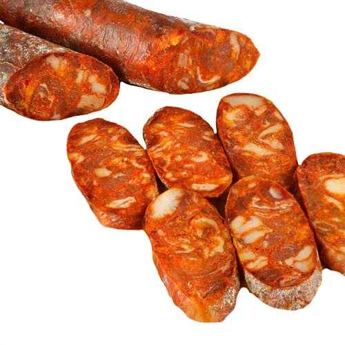 4 Stück 500 gr - Iberische Chorizo - Iberische Pata Negra Würstchen aus Eichelmast - Vakuumverpackt - Aromatisch und würzig mit Paprikageschmack - Traditionelle Zubereitung von OLALLA