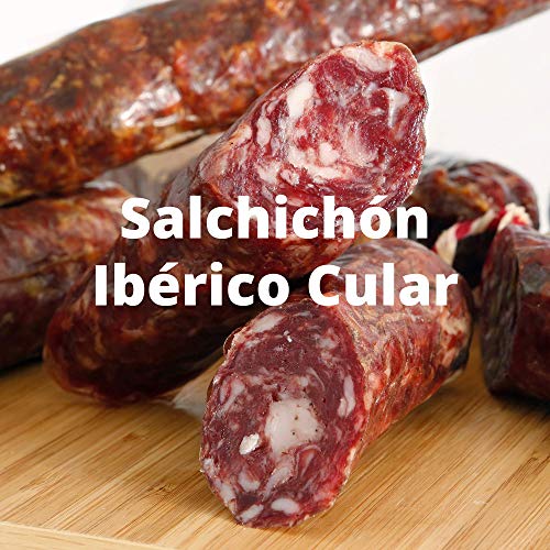 500 gr - Cular Iberico Salchichon - Pata Negra Iberische Würstchen aus Bellota - Intensives Aroma Saftige Textur mit einem perfekten Punkt von schwarzem Pfeffer und anderen Gewürzen - 1 Stück von OLALLA
