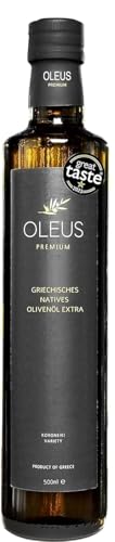 PREMIUM OLIVENÖL - Kaltgepresst | GRIECHENLAND | Zum Kochen / Braten | EXTRA VIRGIN (Vergine) | OLEUS | mild, fruchtig | 100% Koroneiki - Oliven | Messinia | Geschenk | 500ml Glas-Flasche von OLEUS PREMIUM