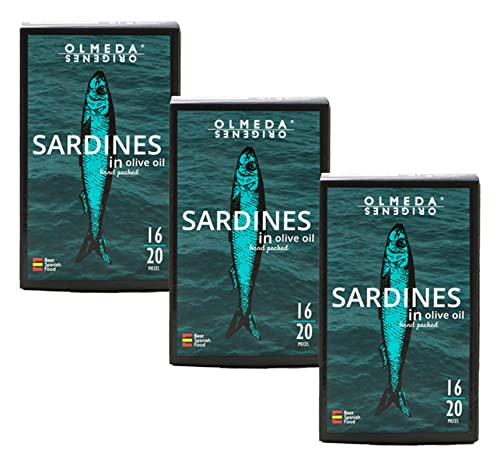 OLMEDA ORÍGENES - Sardinen in Olivenöl - Packung mit 3 Konservendosen 115 gr (Total: 345 gr) von OLMEDA ORIGENES