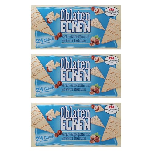 3er Pack Dr. Quendt Oblaten-Ecken Haselnuss (3 x 72 g) gefültte Waffel Waffelecken Oblatenwaffeln DDR Ostprodukt von OLShop AG