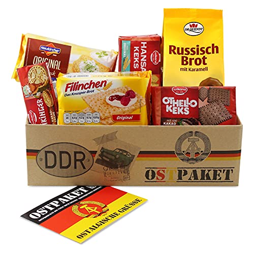 Ostpaket Knusperpaket mit 6 typischen Produkten der DDR Geschenkset Ostprodukte DDR - Geschenkidee Kekspaket von OLShop AG