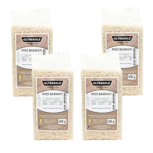 Oltresole, Artisanal Basmati Reis, langkörniger Reis mit unverwechselbarem Aroma, ideal für Reissalate, orientalische Gerichte und Pilaw-Reis, Vakuum-Packung mit 4 x 500g von OLTRESOLE