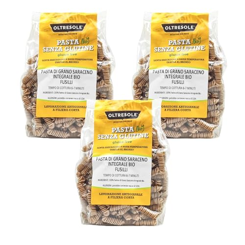 Oltresole - Bio-Buchweizen-Pasta glutenfrei, Fusilli-Format - glutenfreie Pasta, 100% Bio-Vollkornbuchweizenmehl, ballaststoffreich, vegan, Packung mit 3 Packungen à 350 g Oltresole - Bio-Buchweizen-Pasta glutenfrei, Fusilli-Format - glutenfreie Pasta, 100% Bio-Vollkornbuchweizenmehl, ballaststoffreich, vegan, Packung mit 3 Packungen à 350 g von OLTRESOLE