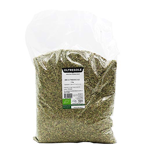 Oltresole, Bio-Fenchelsamen 3 kg, ganze Bio-Samen, ideal für Verdauungskräutertees und Rezepte, perfekt für Backwaren, Sparpackung von OLTRESOLE