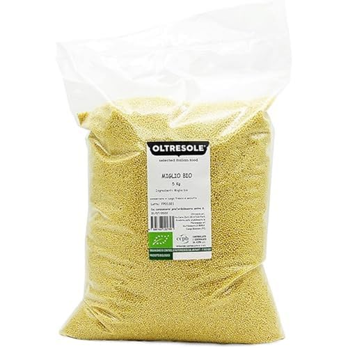 Oltresole, Bio-Hirse geschält 5 kg, Bio-Getreide reich an Ballaststoffen und Mineralien, gelbe Hirse in Körnern für Lebensmittel, Sparpackung von OLTRESOLE