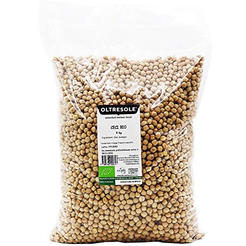 Oltresole, Bio-Kichererbsen 5 kg, Bio-Hülsenfrüchte aus kontrolliertem Anbau, ideal für Suppen, Salate, Cremesuppen und gesunde Rezepte, Sparpackung von OLTRESOLE