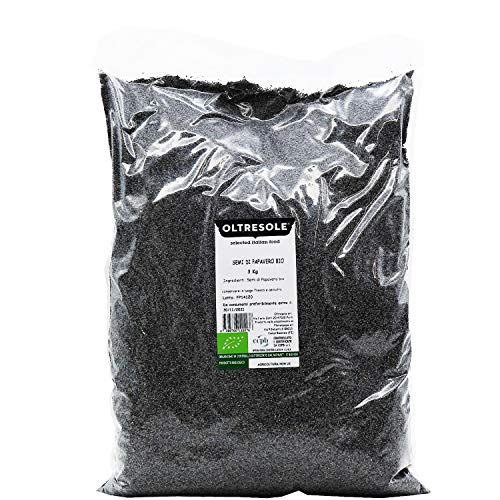 Oltresole, Bio-Mohnsamen für Lebensmittel 3 kg, Samen aus biologischem Anbau, reich an Nährstoffen, ideal für die Küche und den Verzehr, Sparpackung von OLTRESOLE