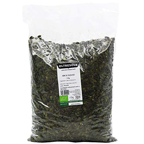 Oltresole, Bio-Kürbiskerne geschält 3 kg, rohe, ungeröstete und ungesalzene Bio-Ölsamen, ideal als Snack oder für Salate, Sparpackung Oltresole, Bio-Kürbiskerne geschält 3 kg, rohe, ungeröstete und ungesalzene Bio-Ölsamen, ideal als Snack oder für Salate, Sparpackung von OLTRESOLE