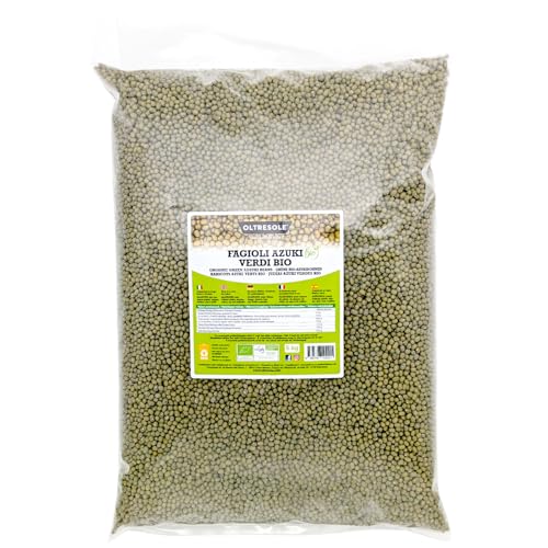Oltresole, grüne Azuki-Bohnen, Bio, 5 kg, getrocknete Hülsenfrüchte aus kontrolliert biologischem Anbau, ideal für Suppen, Salate und vegane und vegetarische Rezepte, Sparpack von OLTRESOLE