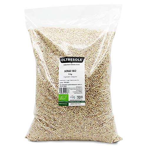 Oltresole, geschälter weißer italienischer Bio-Sorghum 5 kg, rohes Getreide, in Italien aus biologischer Landwirtschaft hergestellt, Sparpackung von OLTRESOLE