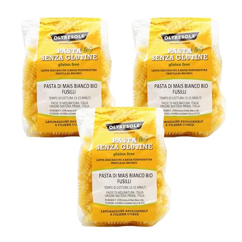 Oltresole - Weiße Maisnudeln aus italienischem Bio-Mais, glutenfrei, Fusilli-Format - glutenfreie Nudeln, 100% Bio-Weißmehl, vegan, Packung mit 3 Packungen à 350 g Oltresole - Weiße Maisnudeln aus italienischem Bio-Mais, glutenfrei, Fusilli-Format - glutenfreie Nudeln, 100% Bio-Weißmehl, vegan, Packung mit 3 Packungen à 350 g von OLTRESOLE