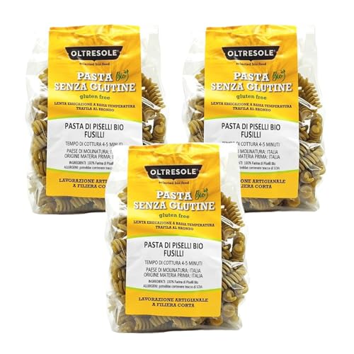 Oltresole - Bio-Erbsen-Pasta aus Italien, glutenfrei, Fusilli-Format - Protein-Pasta aus Hülsenfrüchten, 100% Bio-Grünmehl, vegan, glutenfrei, Packung mit 3 Packungen à 350 g Oltresole - Bio-Erbsen-Pasta aus Italien, glutenfrei, Fusilli-Format - Protein-Pasta aus Hülsenfrüchten, 100% Bio-Grünmehl, vegan, glutenfrei, Packung mit 3 Packungen à 350 g von OLTRESOLE