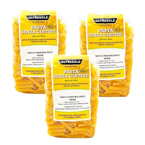 Oltresole - Pasta di Mais Giallo Biologica Italiana Gluten Free, Formato Penne - pasta senza glutine, 100% farina di mais giallo bio, vegan, confezione da 3 pacchi da 350 g Oltresole - Pasta di Mais Giallo Biologica Italiana Gluten Free, Formato Penne - pasta senza glutine, 100% farina di mais giallo bio, vegan, confezione da 3 pacchi da 350 g von OLTRESOLE