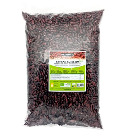 Oltresole, Bio-Rote Bohnen 5 kg, Bio-Hülsenfrüchte aus kontrolliertem Anbau, reich an Proteinen und Mineralien, ideal für kalorienarme, vegane und vegetarische Ernährung, Sparpackung von OLTRESOLE