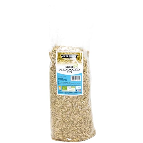 Oltresole - Bio Fenchelsamen 1 kg - ganze Fenchelsamen aus biologischem Anbau, ideal für Kräutertees und Digestifs, zum Anreichern von Rezepten und Backwaren, ideale Familienpackung von OLTRESOLE