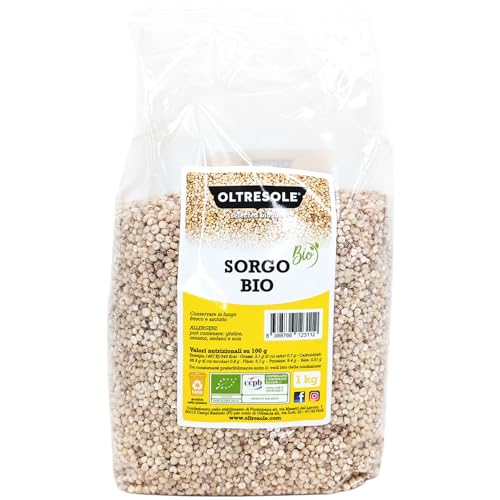 Oltresole, Entschältes weißes Bio-Sorghum 1 kg, Rohes Getreide, aus biologischem Anbau in Italien hergestellt, ideale Familienpackung Oltresole, Entschältes weißes Bio-Sorghum 1 kg, Rohes Getreide, aus biologischem Anbau in Italien hergestellt, ideale Familienpackung von OLTRESOLE