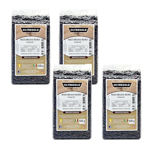 Oltresole - Italienischer handwerklicher Vollkorn-Schwarzer Mittelkorn-Reis - unraffinierter Reis mit hohem Ballaststoffgehalt, geeignet für kreative Reissalate, 4 X 500 G Oltresole - Italienischer handwerklicher Vollkorn-Schwarzer Mittelkorn-Reis - unraffinierter Reis mit hohem Ballaststoffgehalt, geeignet für kreative Reissalate, 4 X 500 G von OLTRESOLE