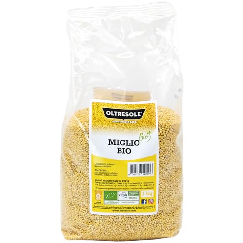 Oltresole, Bio-Hirse 1 kg, ballaststoff- und mineralstoffreiches Bio-Getreide, gelbes Hirsekorn für den Verzehr, ideale Familienpackung Oltresole, Bio-Hirse 1 kg, ballaststoff- und mineralstoffreiches Bio-Getreide, gelbes Hirsekorn für den Verzehr, ideale Familienpackung von OLTRESOLE