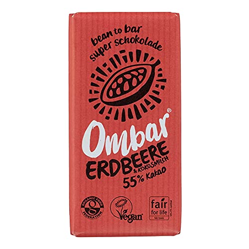 Ombar - Erdbeere + Kokosmilch Bio Roh-Schokolade - 35 g - 10er Pack von OMBAR