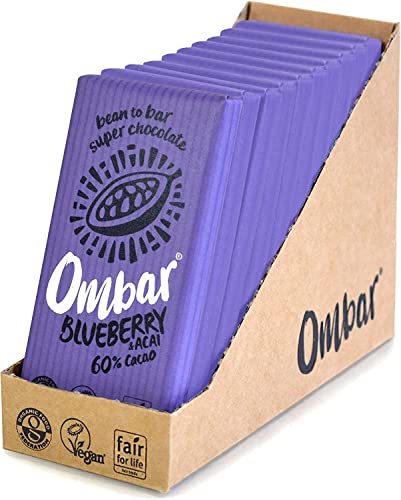 Vegan Chocolate Bar - Ombar Blueberry & Acai Chocolate - Organic Fair Trade Chocolate - Dairy and Gluten Free - Raw Cacao - 35g - Pack of 10 von OMBAR