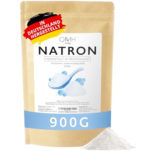 OMH nutrition OH MY HEALTH Natron Pulver 900g (0,9kg) Lebensmittelqualität Backpulver Baking Soda Deutsche Herstellung hochrein von OMH nutrition OH MY HEALTH