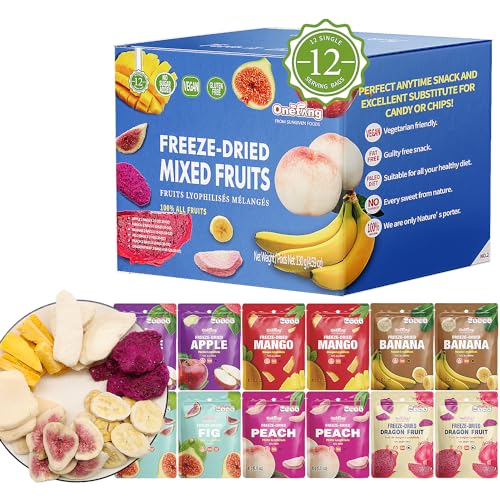 ONETANG gefriergetrocknete Früchte mix, Früchte Snacks, Früchtemix, Fruchtmischung,12er Pack, Freeze Dried Mixed Fruits, Fruit Snacks, gentechnikfrei, kein Zuckerzusatz, glutenfrei, vegan, 130g ONETANG gefriergetrocknete Früchte mix, Früchte Snacks, Früchtemix, Fruchtmischung,12er Pack, Freeze Dried Mixed Fruits, Fruit Snacks, gentechnikfrei, kein Zuckerzusatz, glutenfrei, vegan, 130g von ONETANG
