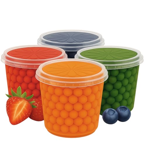 ONHA Bubble Tea Perlen Set - 4er Pack Bubble Tea Set mit Popping Boba Fruchtperlen - fruchtige Tapioka Perlen Bubble Tea servierfertig - Erdbeer-Pfirsich-Apfel-Blaubeere ONHA Bubble Tea Perlen Set - 4er Pack Bubble Tea Set mit Popping Boba Fruchtperlen - fruchtige Tapioka Perlen Bubble Tea servierfertig - Erdbeer-Pfirsich-Apfel-Blaubeere von ONHA