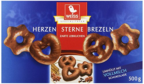 Weiss Lebkuchen Herzen/ Sterne/ Brezeln Vollmilch, 500 g Weiss Lebkuchen Herzen/ Sterne/ Brezeln Vollmilch, 500 g von ONLYU