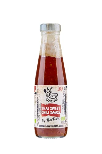 ONOFF Thailändische süße Chili-Soße - Authentischer Geschmack - Mit Knoblauch - Für Reis, Gemüse, Dips, Fleisch und Fisch - Frisch, Bio, vegan und glutenfrei - Asiatische Lebensmittel - 200 ml ONOFF Thailändische süße Chili-Soße - Authentischer Geschmack - Mit Knoblauch - Für Reis, Gemüse, Dips, Fleisch und Fisch - Frisch, Bio, vegan und glutenfrei - Asiatische Lebensmittel - 200 ml von ONOFF