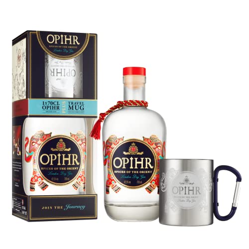 OPIHR Oriental Spiced Gin Geschenk-Set, 42,5%, exotischer Gin mit Kräutern und Gewürzen aus dem Orient, von Englands ältestem Hersteller für Gin seit 1761 - im Set mit Becher, (1 x 0.7 l) von OPIHR