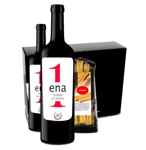 OREA - FEINKOST Geschenk Box - griechischer rotwein trocken + Grissini – Genusspaket Rotwein 2x750ml von OREA FEINKOST