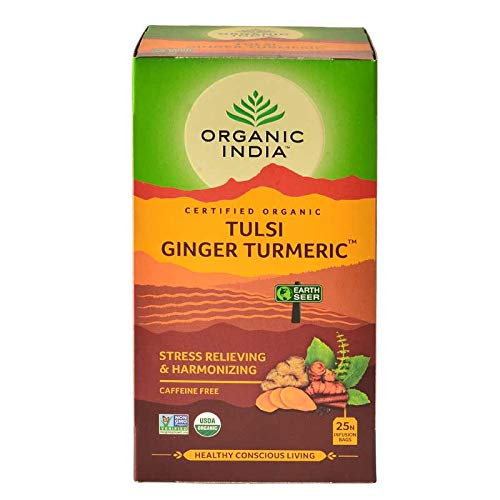 Organic India - Tulsi Ginger Turmeric Tea - Loose Tea Bags, USDA Certified Organic, Caffeine Free - 25 Tea Bags / Pack of 3 Organic India - Tulsi Ginger Turmeric Tea - Loose Tea Bags, USDA Certified Organic, Caffeine Free - 25 Tea Bags / Pack of 3 von ORGANIC INDIA